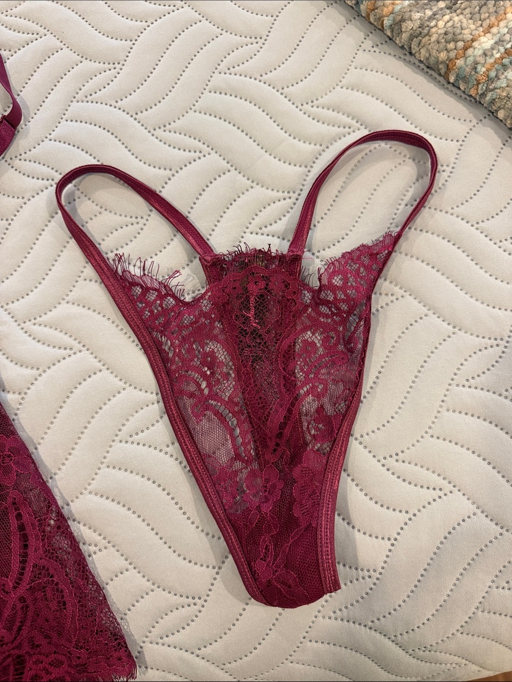 DREAMGIRL PLUM LACE BABYDOLL/ PLUM / SMALL WITH MATCHING THONG - Picture 5 of 7